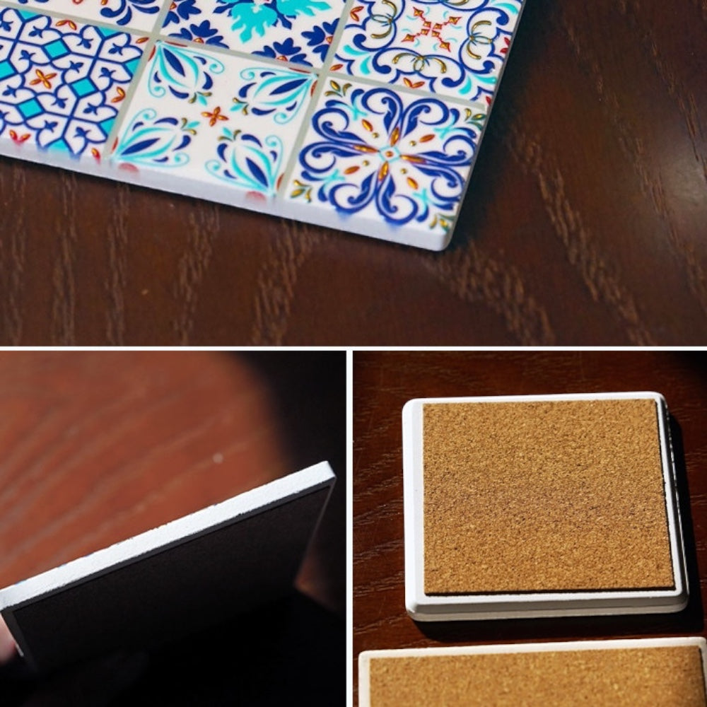 the shophouse tile – gold foil peranakan tile ceramic coaster, detail 4, uggaz
