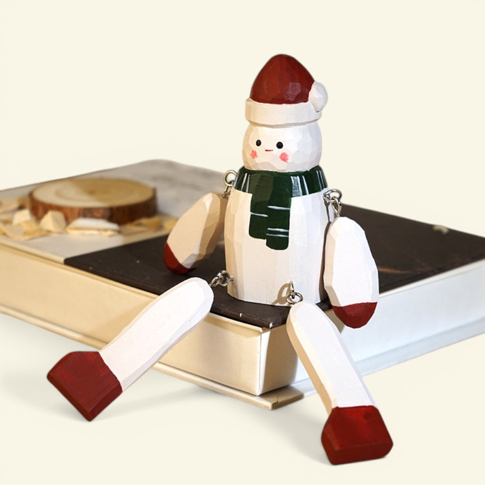 the winter legs – snowman, hand-carved basswood christmas figurine, uggaz