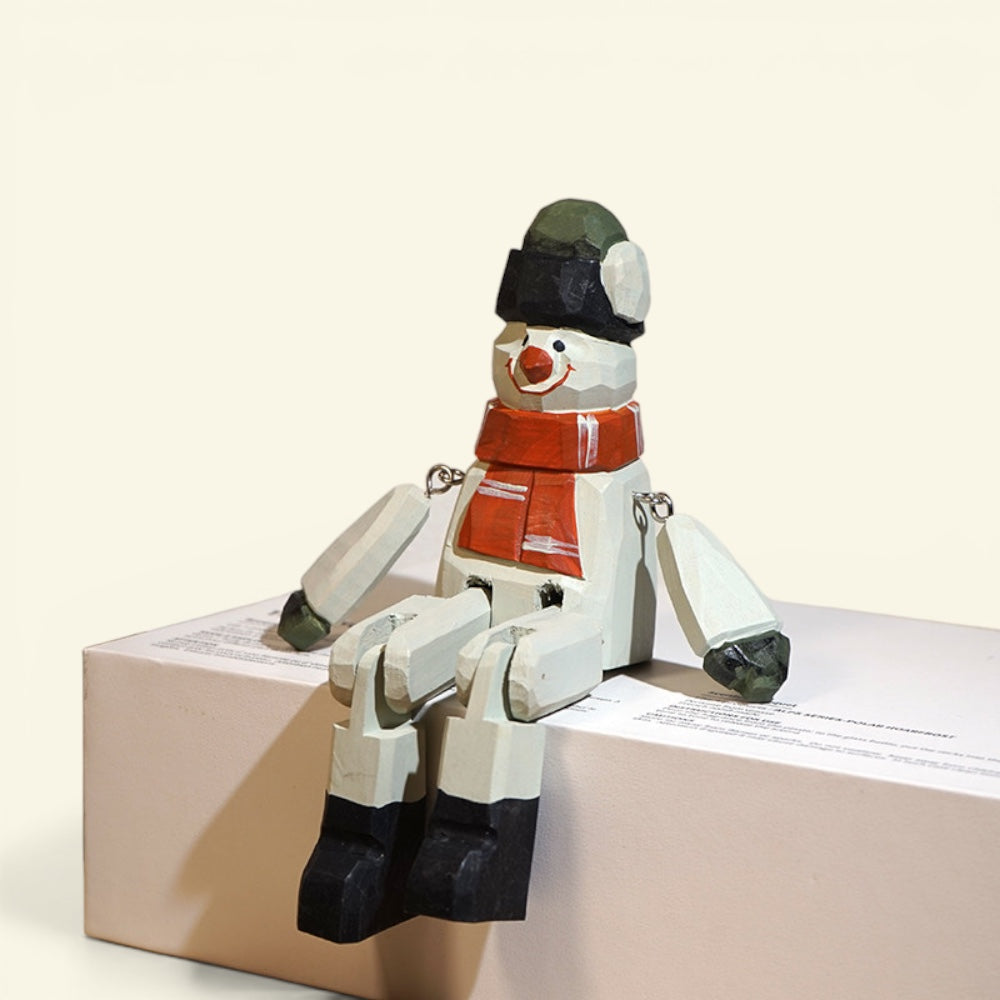 the winter legs – grey snowman, hand-carved basswood christmas figurine, uggaz