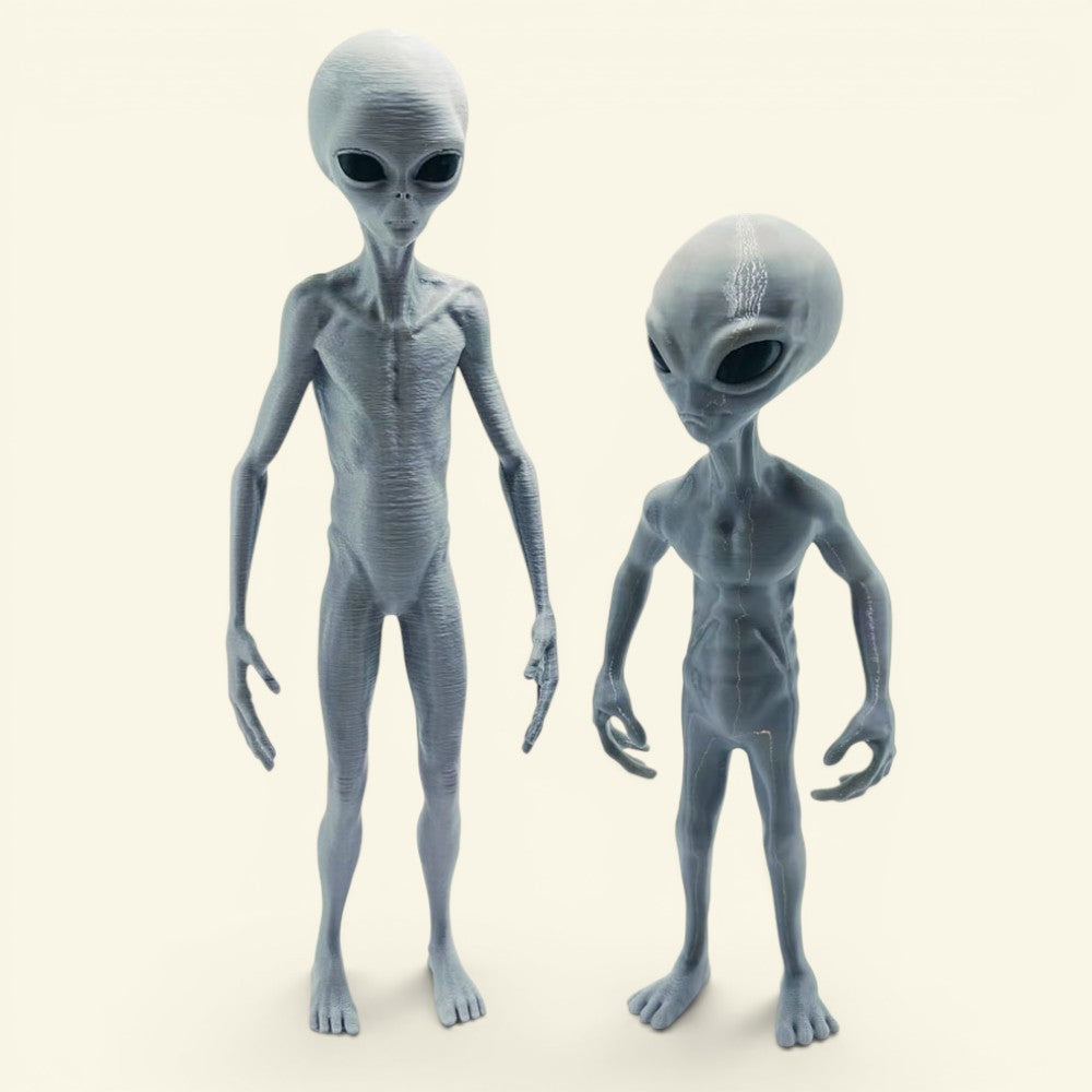 The Tall Grey – detail 5, 3d printed pla alien figurine, matte grey, uggaz