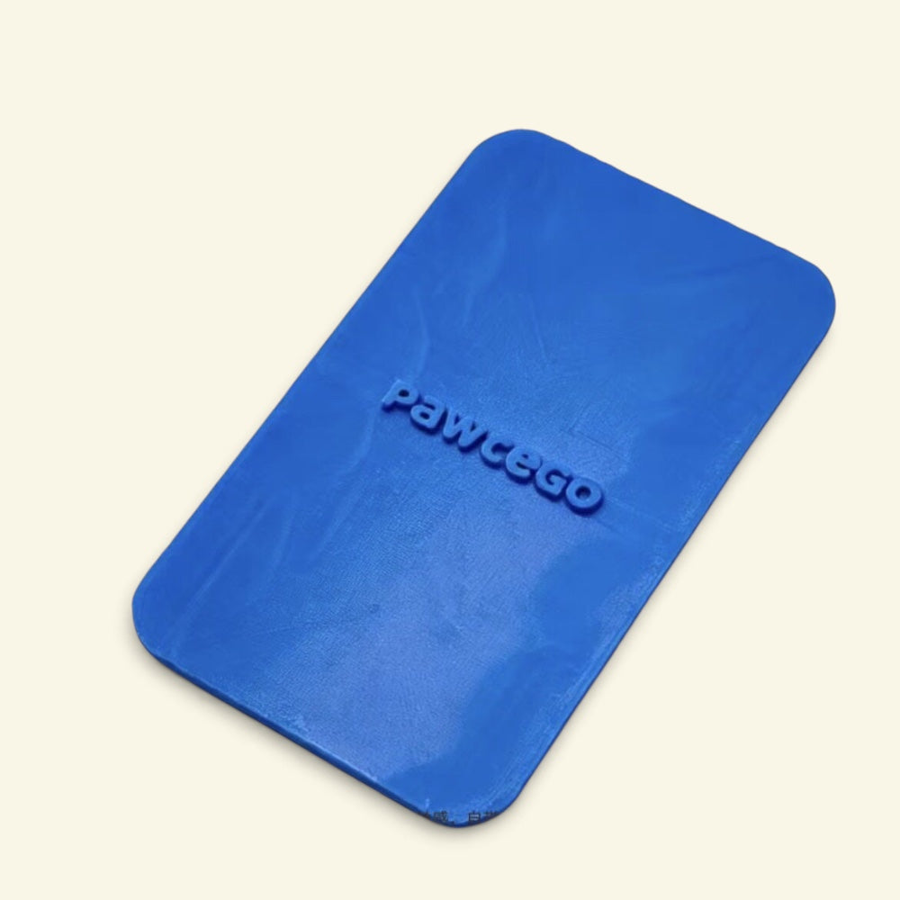 blue Duty Calls lid on its own, top-down view showing the embossed Pawtego logo