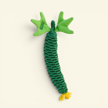 the knot harvest – cucumber, braided polyester rope dog toy with squeaker, uggaz