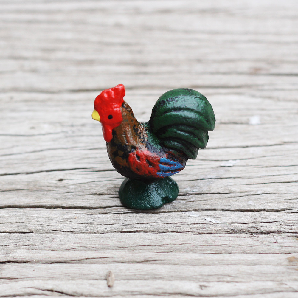 the small weights – rooster, hand-painted cast iron mini paperweight, uggaz